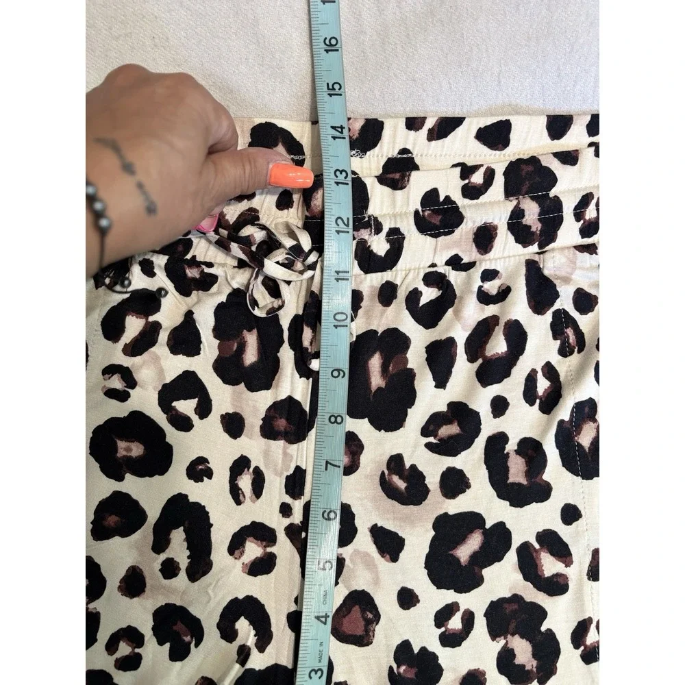 Stars Above Leopard Print Pajama Pants Size 2X Wide Leg Elastic/Tie Waist